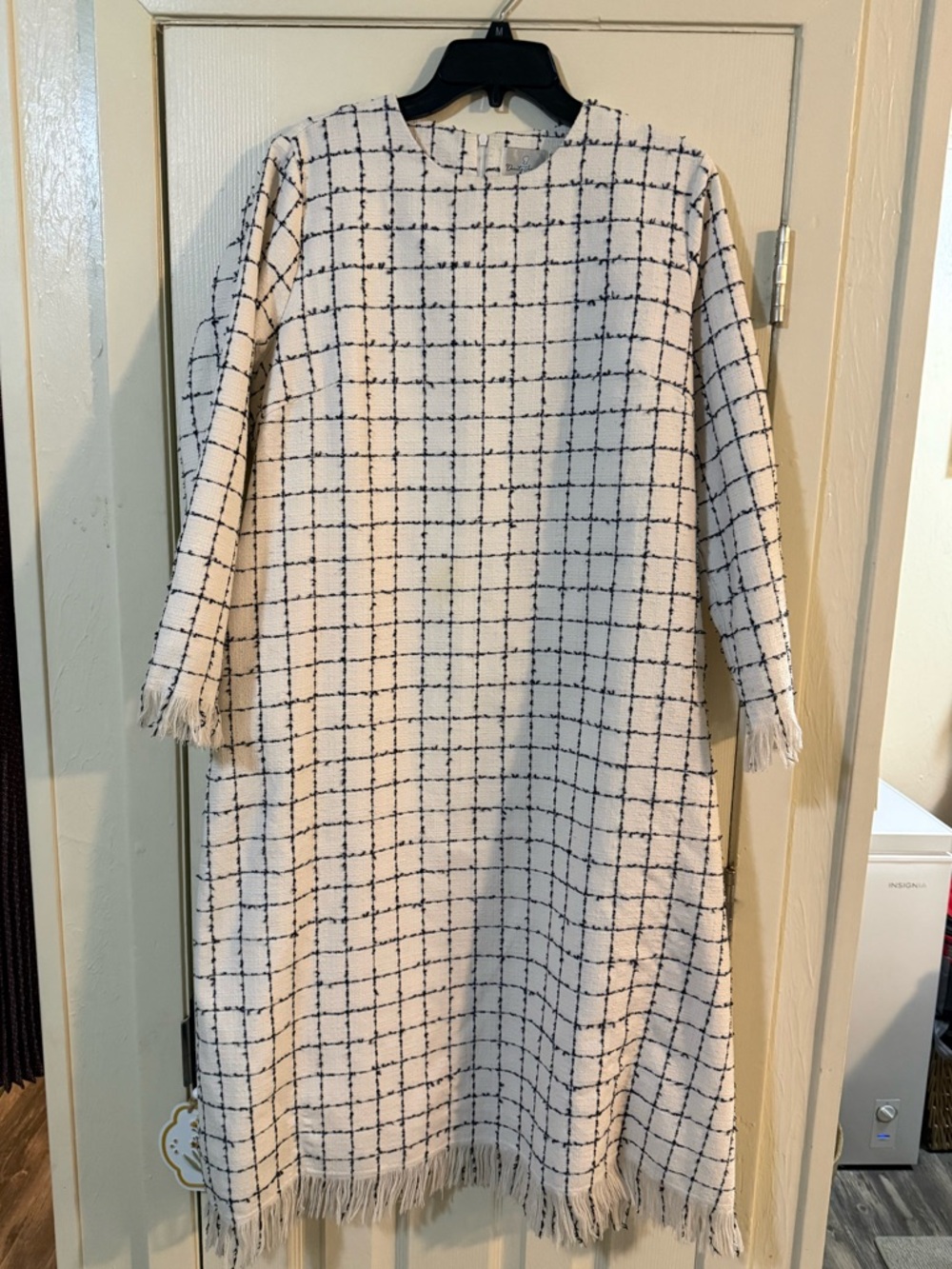 Dainty Jewells Cream Dress with Navy Grid